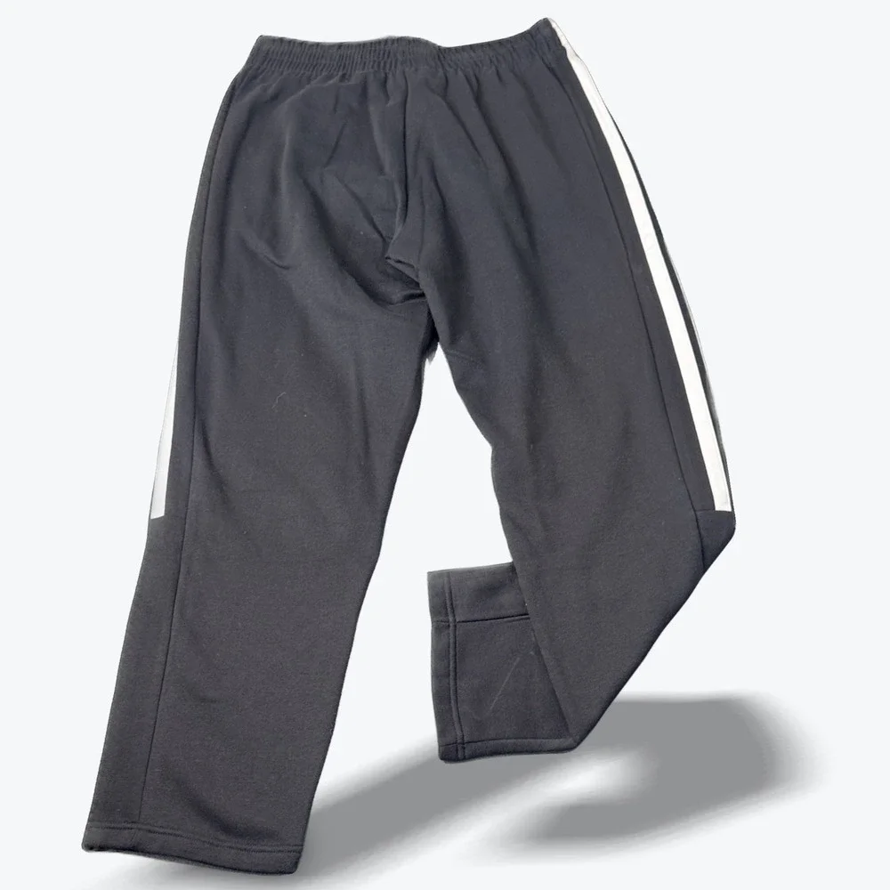 Adidas Essentials Fleece Pants 3 Stripes Open Hem Mens Medium Joggers NWT